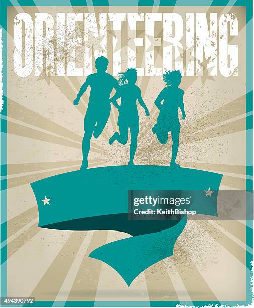 orienteering banner background, track event - trail runner stock illustrations
