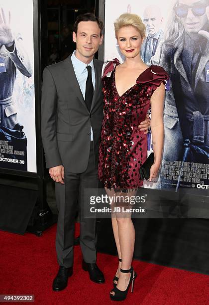 Scoot McNairy and Whitney Able attend the premiere of Warner Bros. Pictures' 'Our Brand Is Crisis' at TCL Chinese Theatre on October 26, 2015 in...