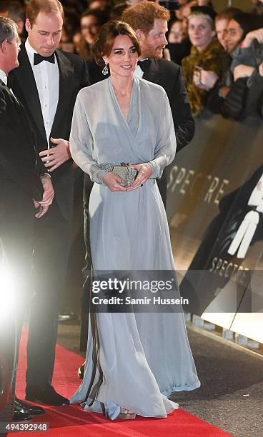 Prince William, Duke of Cambridge and Catherine, Duchess of Cambridge attend the Royal Film Performance of "Spectre" at Royal Albert Hall on October...