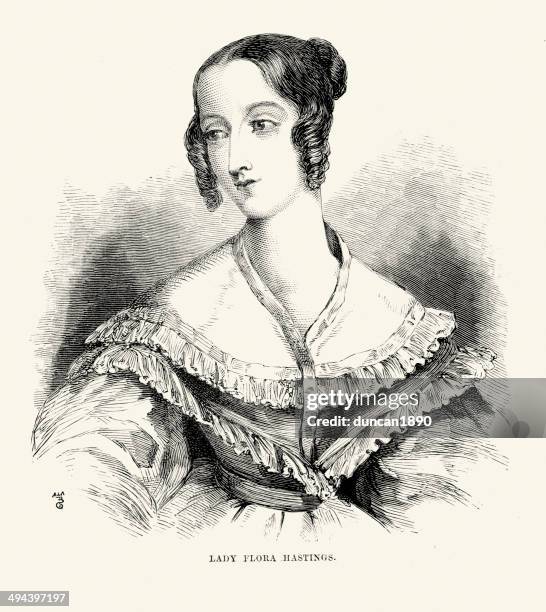 lady flora hastings - ringlet hairstyle stock illustrations