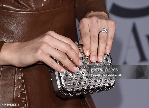 Actress Emmy Rossum, fashion detail, attends the InStyle Awards at Getty Center on October 26, 2015 in Los Angeles, California.