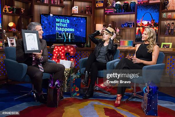 Pictured : Andy Cohen, Wendi McLendon-Covey and Alexis Bellino --