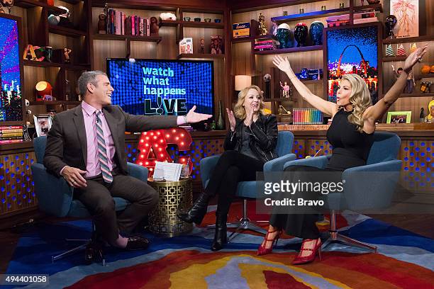 Pictured : Andy Cohen, Wendi McLendon-Covey and Alexis Bellino --