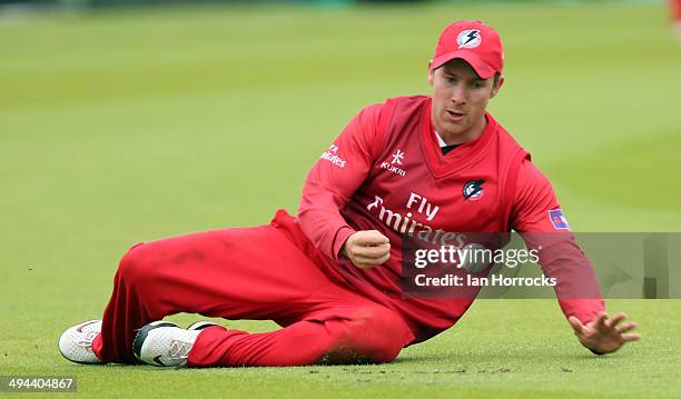 Lancashire Lightning Karl Brown drops a catch during The Natwest T20 Blast match between Durham Jets and Lancashire Lightning at The Emirates Durham...