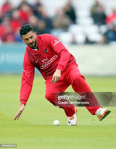 Junaid Khan of Lancashire Lightning during The Natwest T20 Blast match between Durham Jets and Lancashire Lightning at The Emirates Durham ICG on May...