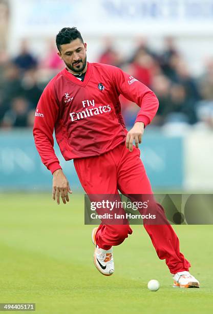 Junaid Khan of Lancashire Lightning during The Natwest T20 Blast match between Durham Jets and Lancashire Lightning at The Emirates Durham ICG on May...