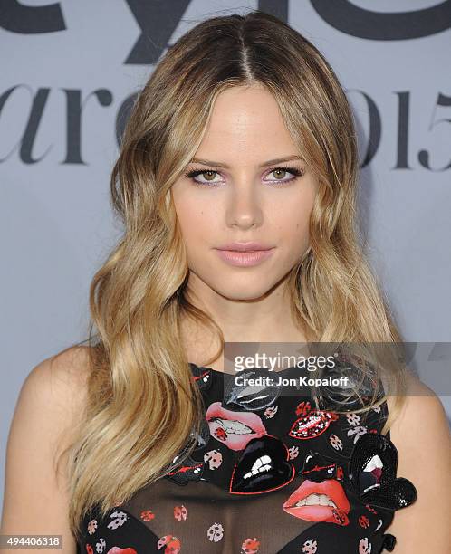 Actress Halston Sage arrives at the InStyle Awards at Getty Center on October 26, 2015 in Los Angeles, California.