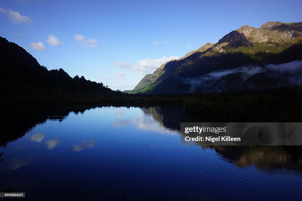 Mirror Lakes in New Zealand