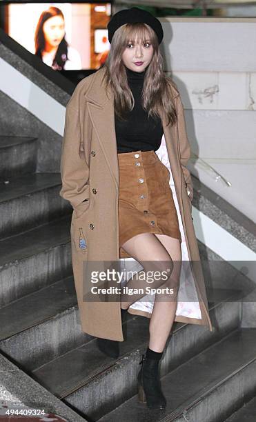 Hyuna of 4Minute attends the 2016 S/S collection of Steve J&Yoni P at Euljiro on October 16, 2015 in Seoul, South Korea.