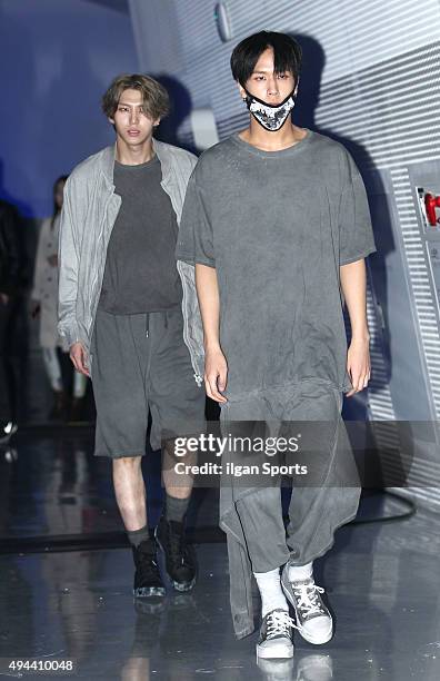 Leo and Ravi of VIXX attend the 2016 Hera Seoul Fashion Week - Supercomma B collection at DDP on October 19, 2015 in Seoul, South Korea.