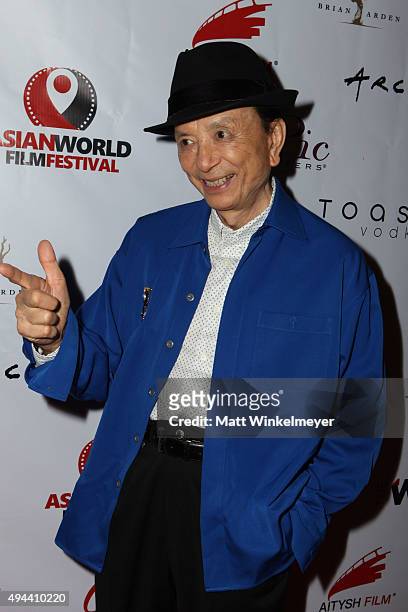 Actor James Hong arrives at the Asian World Film Festival opening night red carpet awards gala and film at The Culver Hotel on October 26, 2015 in...