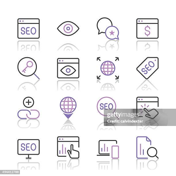 search engine optimization icons set 4 | purple line series - responsives webdesign 幅插畫檔、美工圖案、卡通及圖標