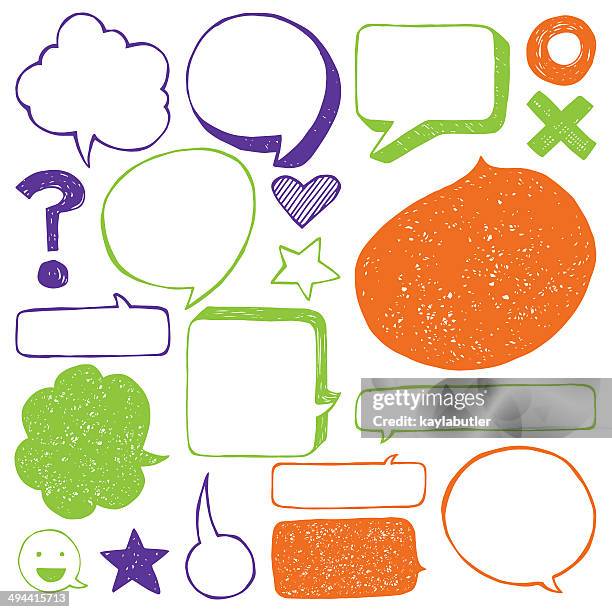 speech bubble set - smiling faces collage stock illustrations