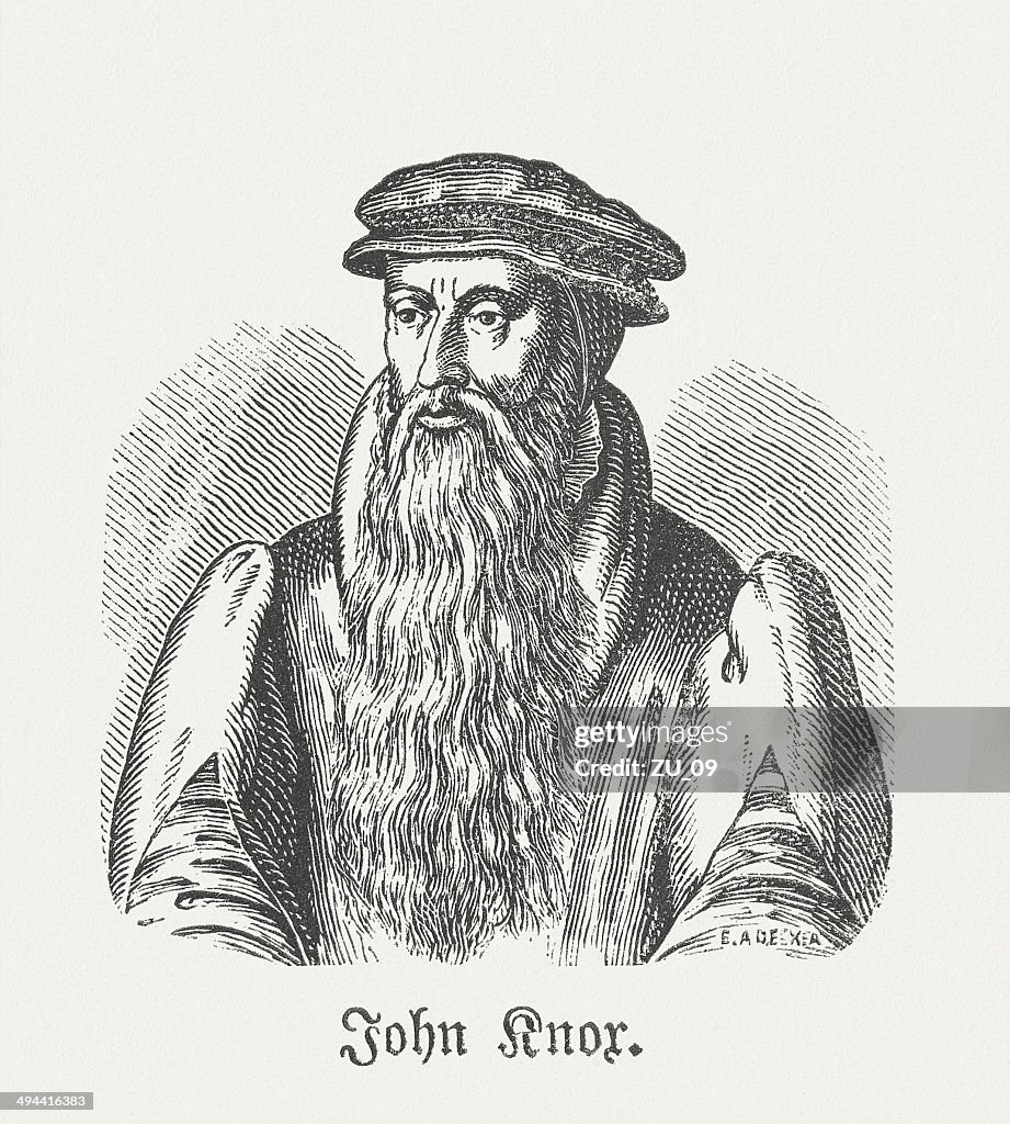 John Knox (c.1514-1572), Scottish reformer, wood engraving, published in 1881