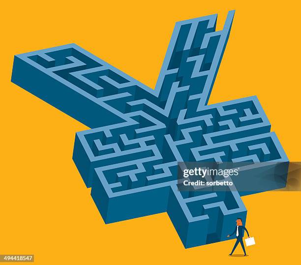 yen maze - choosing path stock illustrations