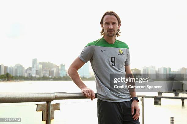 Josh Kennedy of the Socceroos poses at Praca dos Desejos on May 29, 2014 in Vitoria, Brazil. The Socceroos will compete in the 2014 FIFA World Cup,...