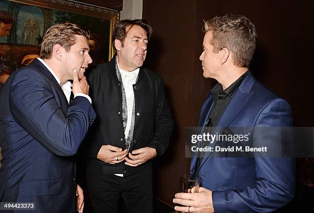 Allen Leech, Jonathan Ross and Max Beesley attend the launch of the Tonino Lamborghini Antares Smartphone at No. 41 Mayfair on May 29, 2014 in...