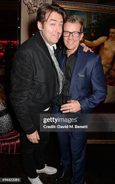 Jonathan Ross and Max Beesley attend the launch of the Tonino Lamborghini Antares Smartphone at No. 41 Mayfair on May 29, 2014 in London, England.