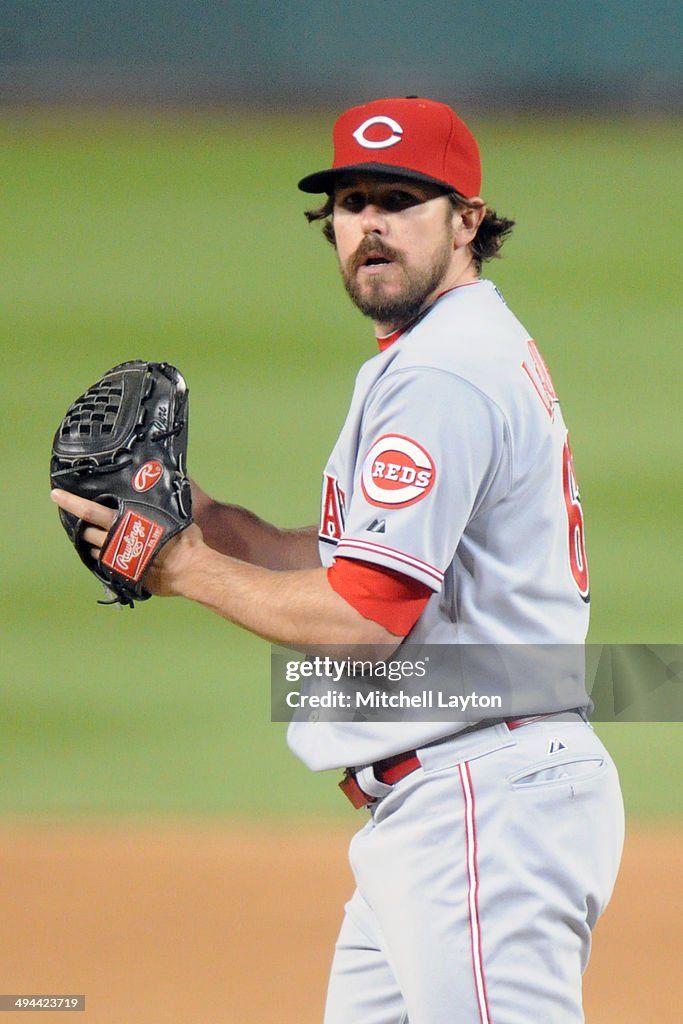 Sam Lacquer Reds Sam LeCure of the Cincinnati Reds pitches during the game against the ...