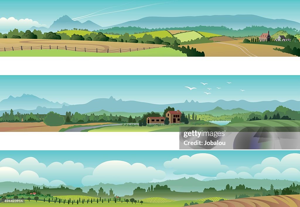Set Rural Scene Landscape