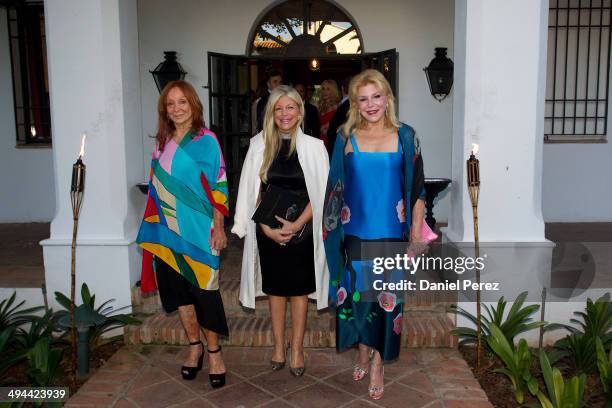 Mercedes Lasarte , Mercedes Troyano and Carmen Thyssen attend the opening of the exhibition of the artist Mercedes Lasarte including works from the...