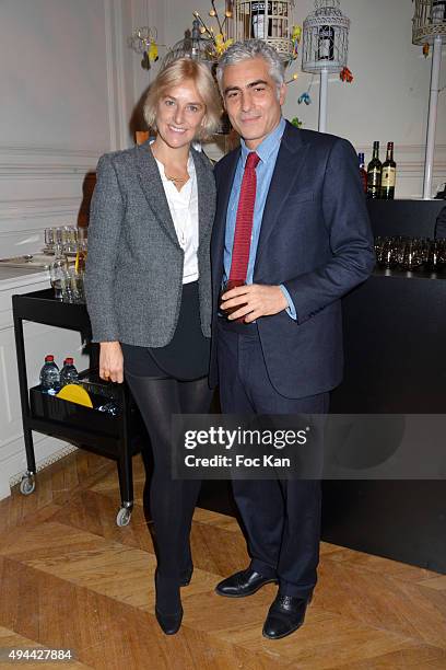 Vanessa Bruno and Frank Elbaz attend 'Le Bal Jaune 2015' Dinner Party At Hotel Salomon de Rothschild during FIAC on October 23, 2015 in Paris, France.