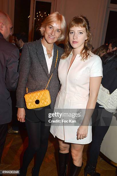Vanessa Bruno and actress Lubna Playoust attend 'Le Bal Jaune 2015' Dinner Party At Hotel Salomon de Rothschild during FIAC on October 23, 2015 in...