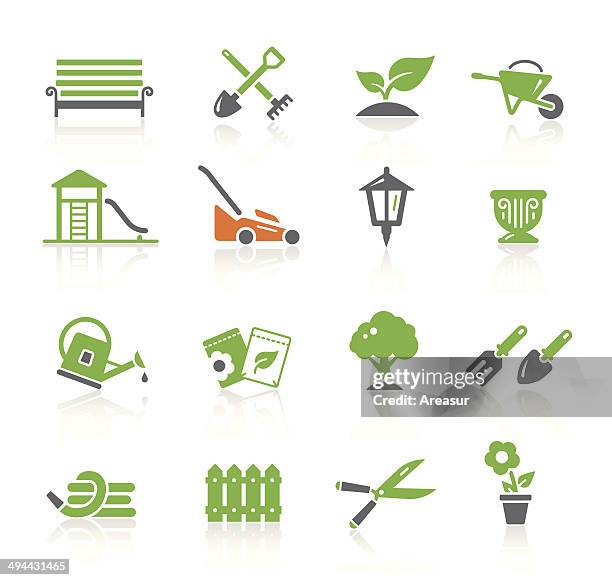 garden & gardening | spring series - gardening icons stock illustrations