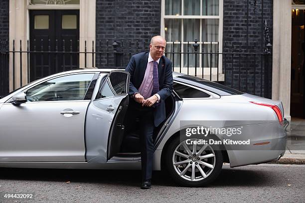 Justice Secretary Chris Grayling arrives at Downing Street for a cabinet meeting on October 27, 2015 in London, England. Peers in the House of Lords...
