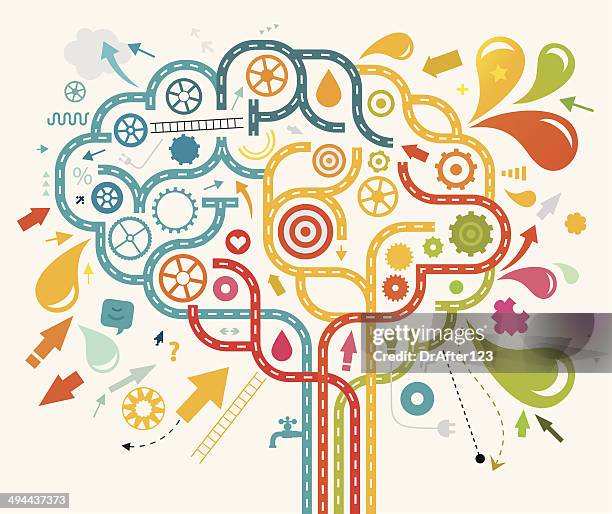 creative brain concept - sensory experience stock illustrations