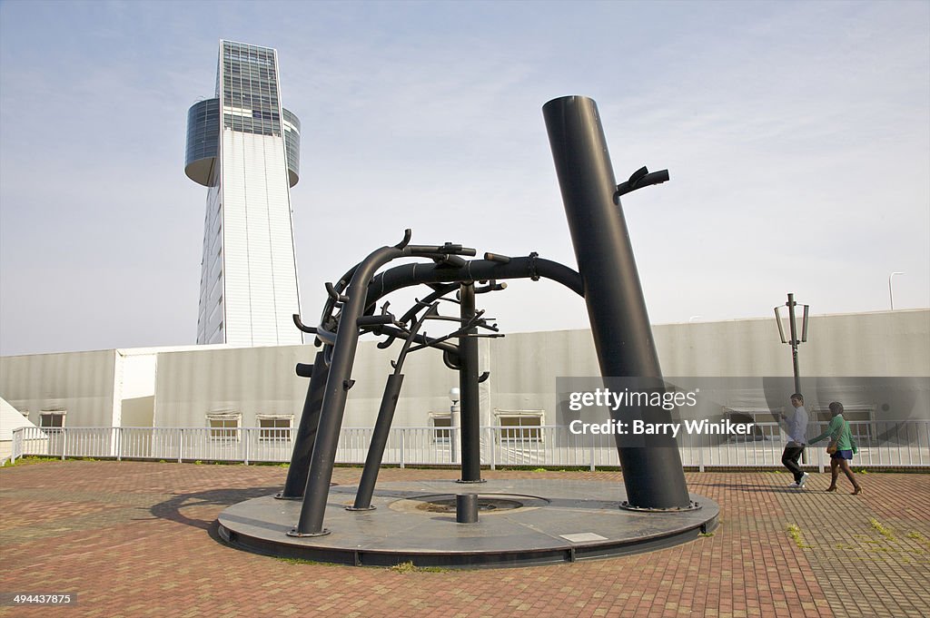 Abstract black steel outdoor sculpture