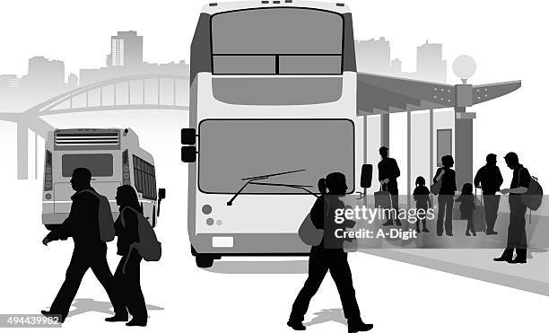 urban transportation system - bus stop stock illustrations