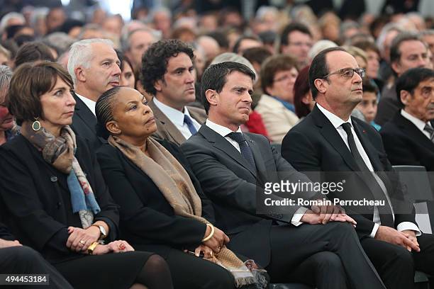 French Health Minister Marisol Touraine, French Justice Minister Christiane Taubira, French Prime Minister Manuel Valls and French President Francois...