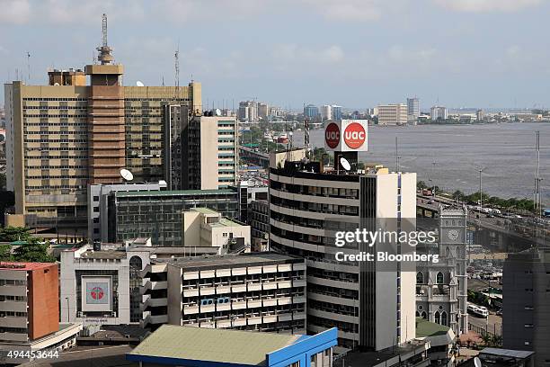 Commercial offices stand on the city skyline beside the Ogun river in Lagos, Nigeria, on Monday, Oct. 26, 2015. Nigeria plans to create a $25 billion...