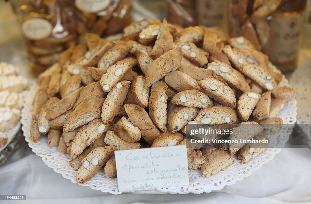 Cantucci, Italian Sweet shop window, Tuscany, Ital
