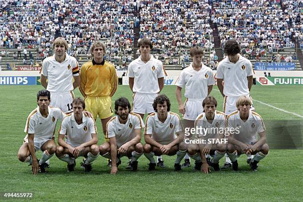 Belgian football national team poses before the World Cup football match between France and Belgium, on June 28, 1986 in Puebla.