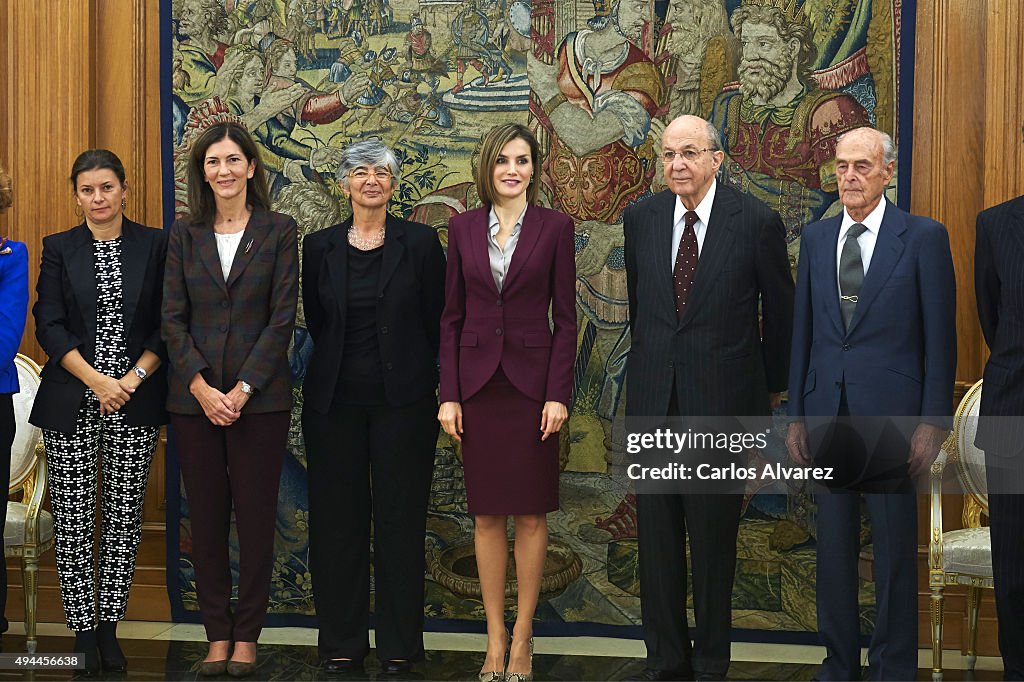 Queen Letizia of Spain Attend Audiences at Zarzuela Palace