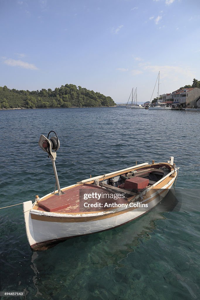 Small wooden fishing boat Mljet Croatia