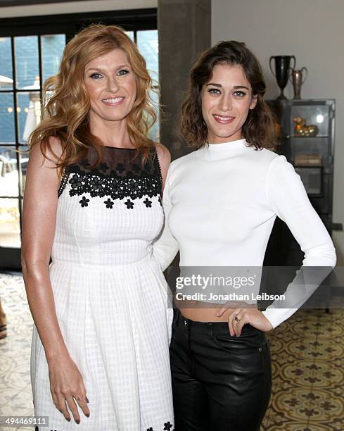 Actresses Connie Britton and Lizzy Caplan attend the Variety Studio powered by Samsung Galaxy at Palihouse on May 29, 2014 in West Hollywood,...