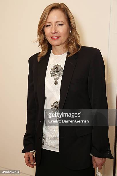 Sarah Mower attends a gala reception for the RCA Graduate Fashion show at Royal College of Art on May 29, 2014 in London, England.