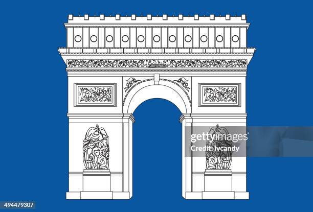 ilustrações de stock, clip art, desenhos animados e �ícones de arco do triunfo - arco do triunfo paris