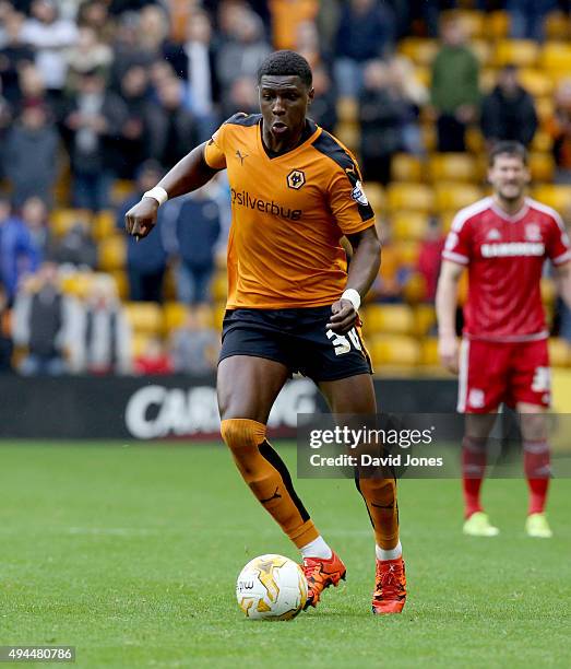 Kortney Hause of Wolverhampton Wanderers in action during the Sky Bet Championship match between Wolverhampton Wanderers and Middlesborough at...