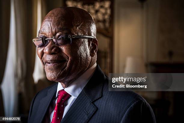 Jacob Zuma, South Africa's president, poses for a photograph following a Bloomberg Television interview at his state residence in Pretoria, South...
