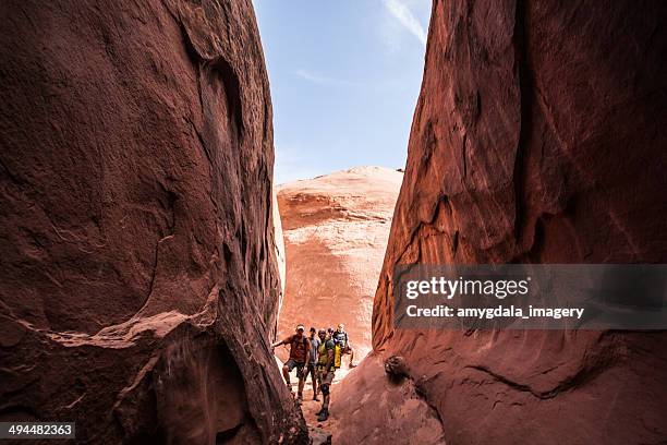 adventure team - slot canyon stock pictures, royalty-free photos & images