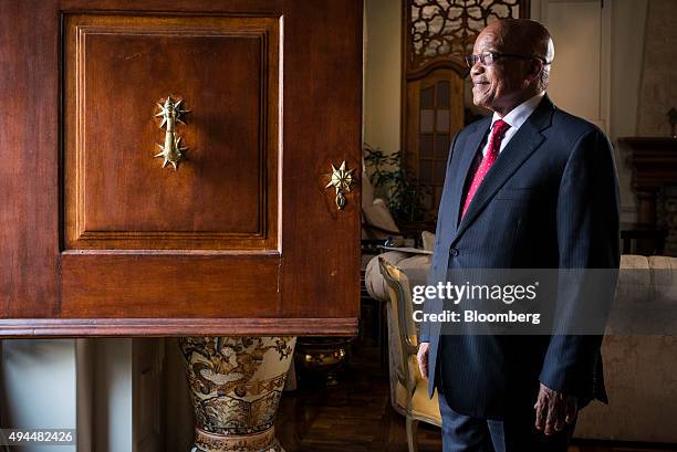 Jacob Zuma, South Africa's president, poses for a photograph following a Bloomberg Television interview at his state residence in Pretoria, South...