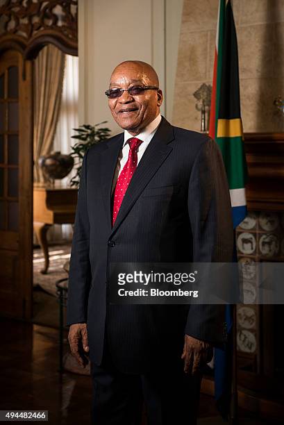 Jacob Zuma, South Africa's president, poses for a photograph following a Bloomberg Television interview at his state residence in Pretoria, South...