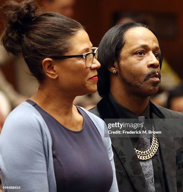 Katt Williams and his attorney in Los Angeles Superior Court for his arraignment on October 27, 2015 in Los Angeles, California. Williams and Marion...