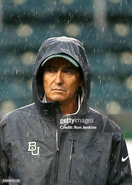 Baylor Bears head coach Art Briles watches his team before the Iowa State Cyclones take on the Baylor Bears at McLane Stadium on October 24, 2015 in...