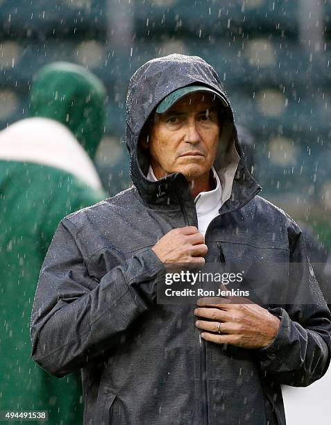 Baylor Bears head coach Art Briles watches his team before the Iowa State Cyclones take on the Baylor Bears at McLane Stadium on October 24, 2015 in...