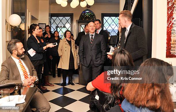 Chef Tom Colicchio speaks to about 30 chefs before they set out on capitol hill for a day of action and advocacy at Bearnaise on October 27, 2015 in...